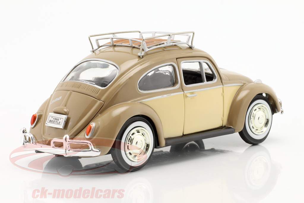 Volkswagen VW Scarabée Année de construction 1966 Avec galerie de toit brun clair 1:24 MotorMax