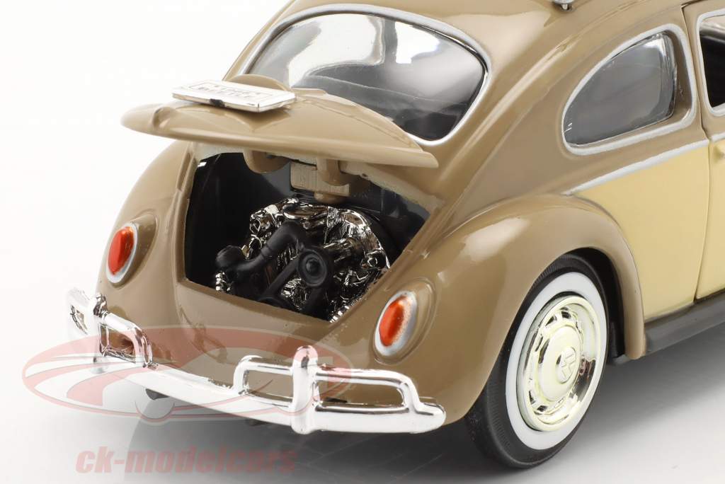 Volkswagen VW Bille Byggeår 1966 Med tagbøjler lysebrun 1:24 MotorMax