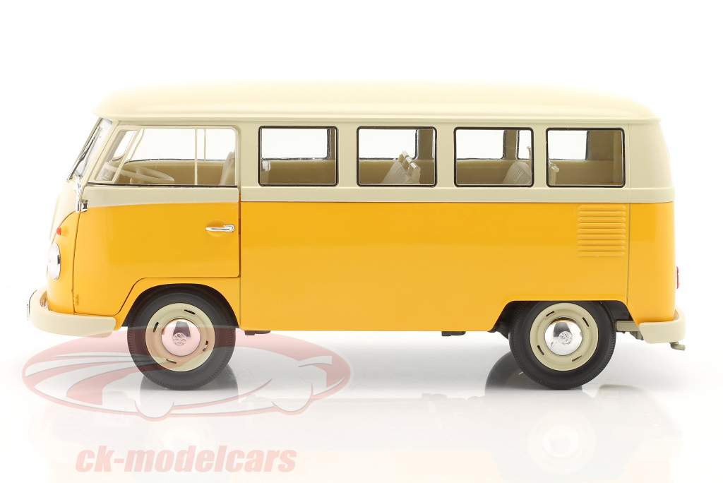 Volkswagen VW T1 Bus Window Van Año de construcción 1962 amarillo / Blanco 1:18 Welly