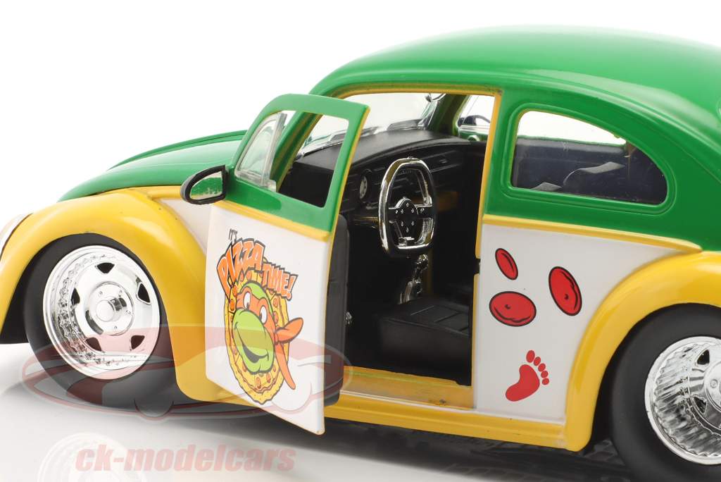 Volkswagen VW Drag Beetle 1959 Med Turtles figur Michelangelo 1:24 Jada Toys