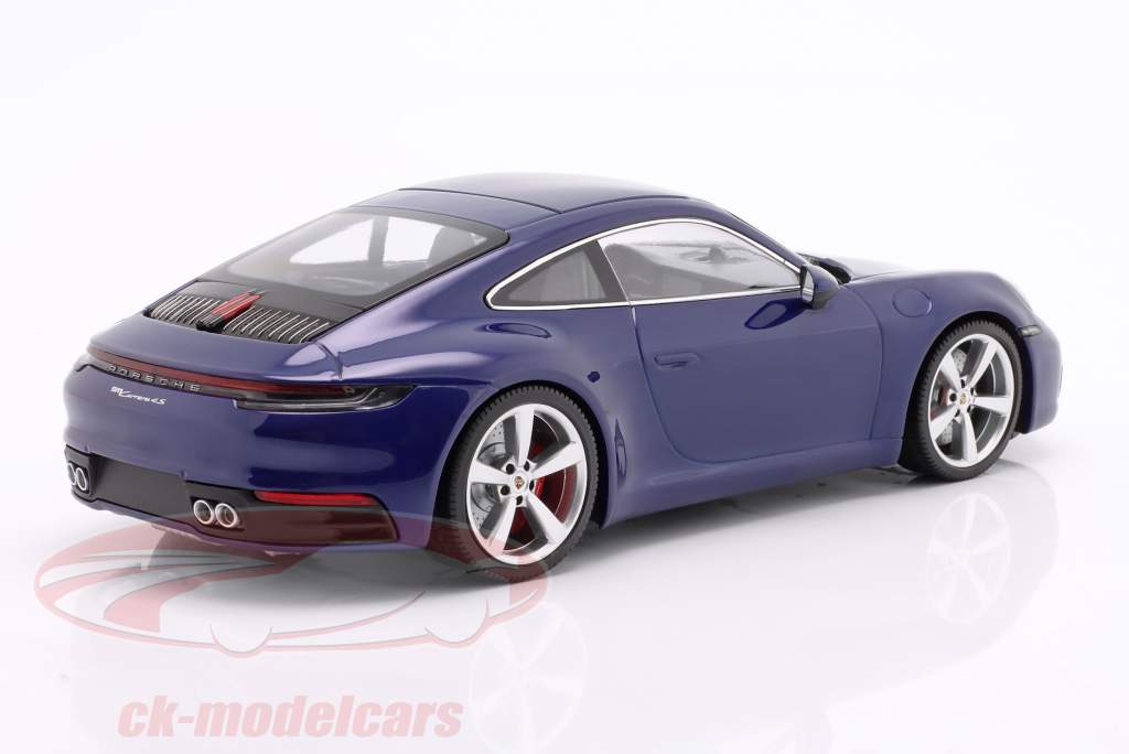Porsche 911 (992) Carrera 4S Byggeår 2019 ensian blå metallisk 1:18 Minichamps