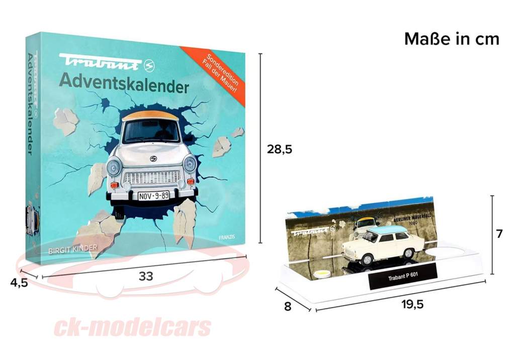 Trabant Calendario de adviento: Trabant P 601 beige / azul 1:43 Franzis
