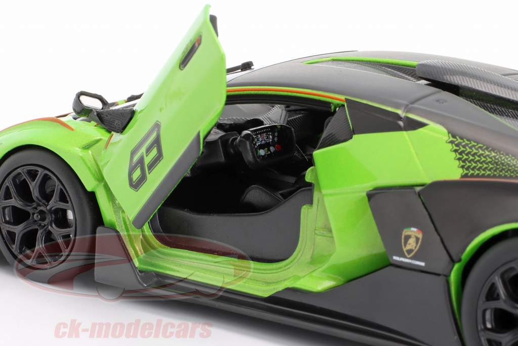 Lamborghini Essenza SCV12 建設年 2021 緑 / 黒 1:24 Bburago