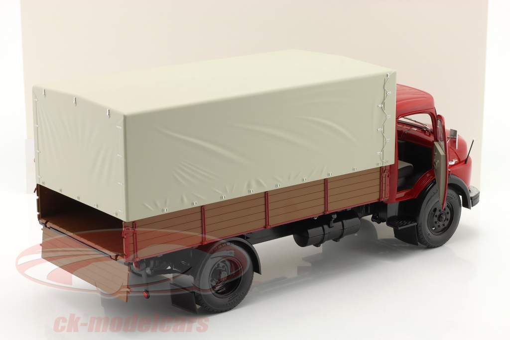 Mercedes-Benz L911 camión de plataforma Con planes rojo rubí 1:18 Schuco