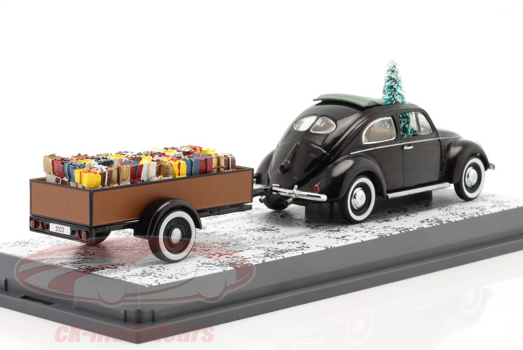 Volkswagen VW Käfer mit Trailer Christmas Edition 2022 schwarz 1:43 Schuco