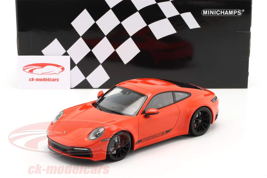 Porsche 911 (992) Carrera 4S Año de construcción 2019 lava naranja 1:18 Minichamps