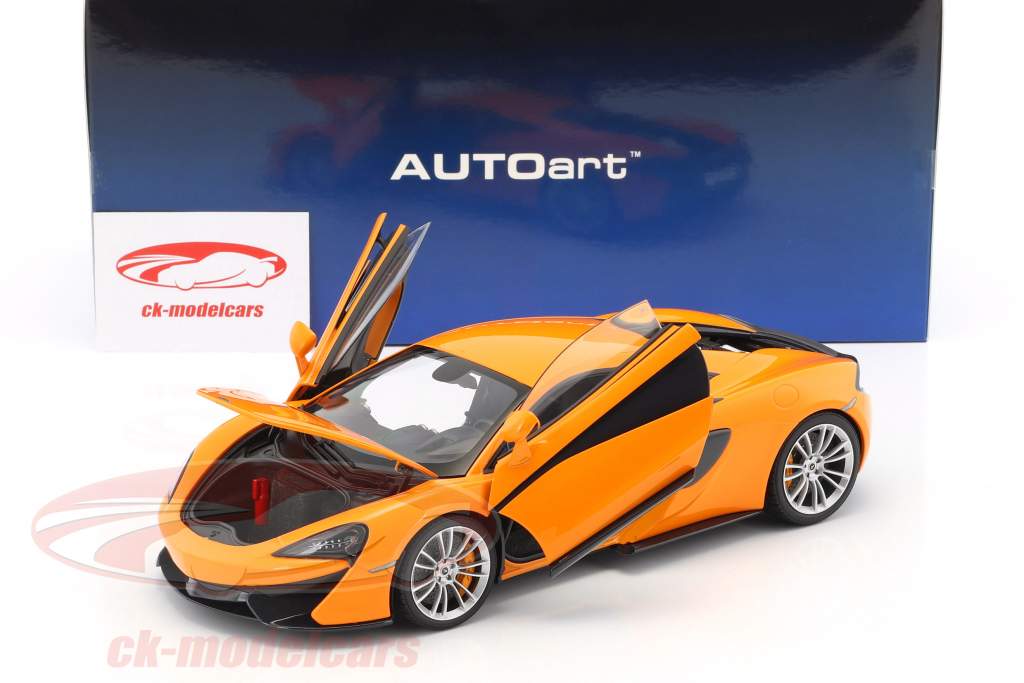 McLaren 570S year 2016 orange with silver wheels 1:18 AUTOart