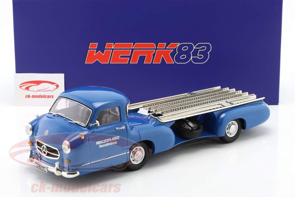 Mercedes-Benz racing transporter "the blue Wonder" year 1955 blue 1:18 WERK83