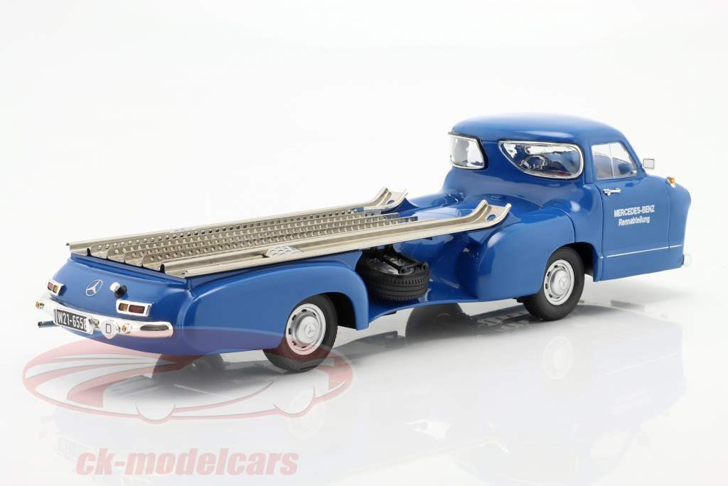 Mercedes-Benz transportador de carreras Que azulado Preguntarse Año de construcción 1955 azul 1:18 WERK83