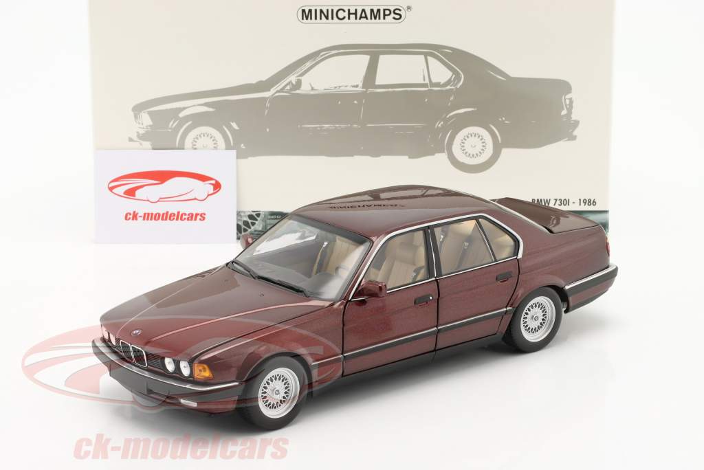 BMW 730i (E32) Byggeår 1986 rød 1:18 Minichamps