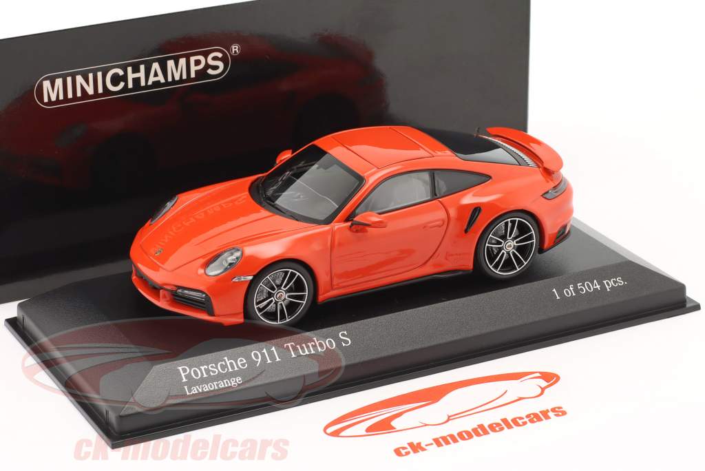 Porsche 911 Turbo S Anno di costruzione 2020 arancio lavico 1:43 Minichamps