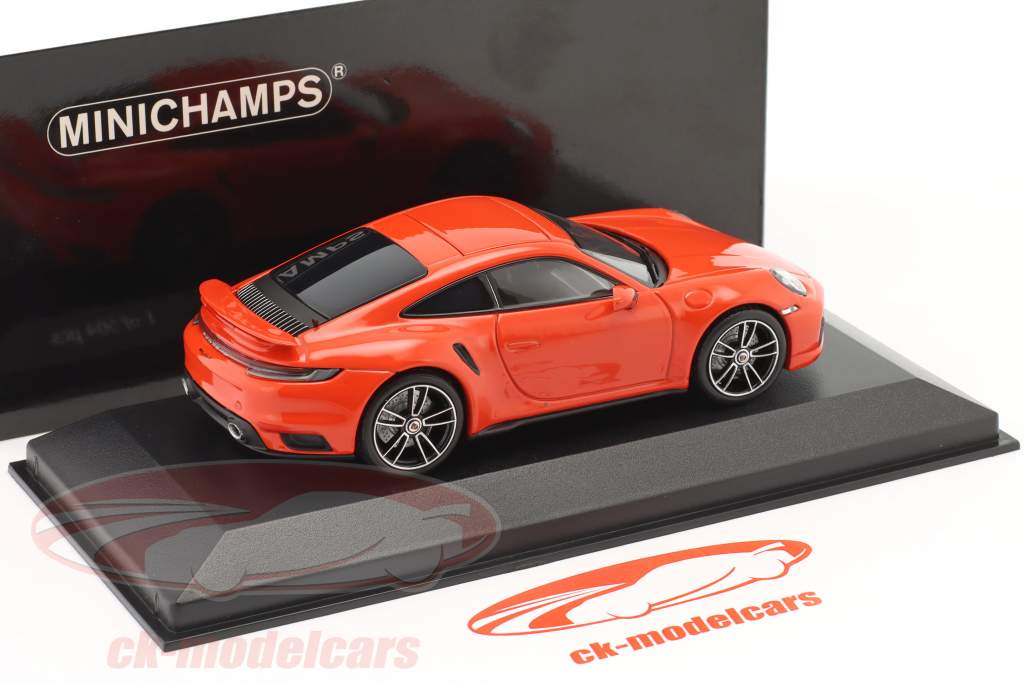 Porsche 911 Turbo S Anno di costruzione 2020 arancio lavico 1:43 Minichamps