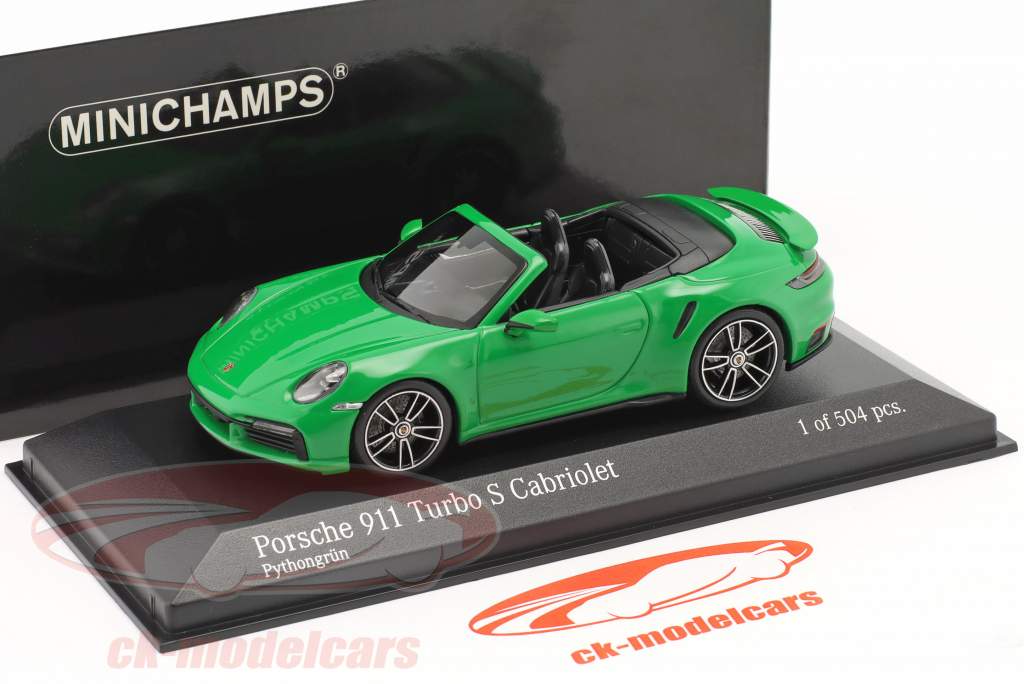 Porsche 911 (992) Turbo S Cabrio year 2020 python green 1:43 Minichamps