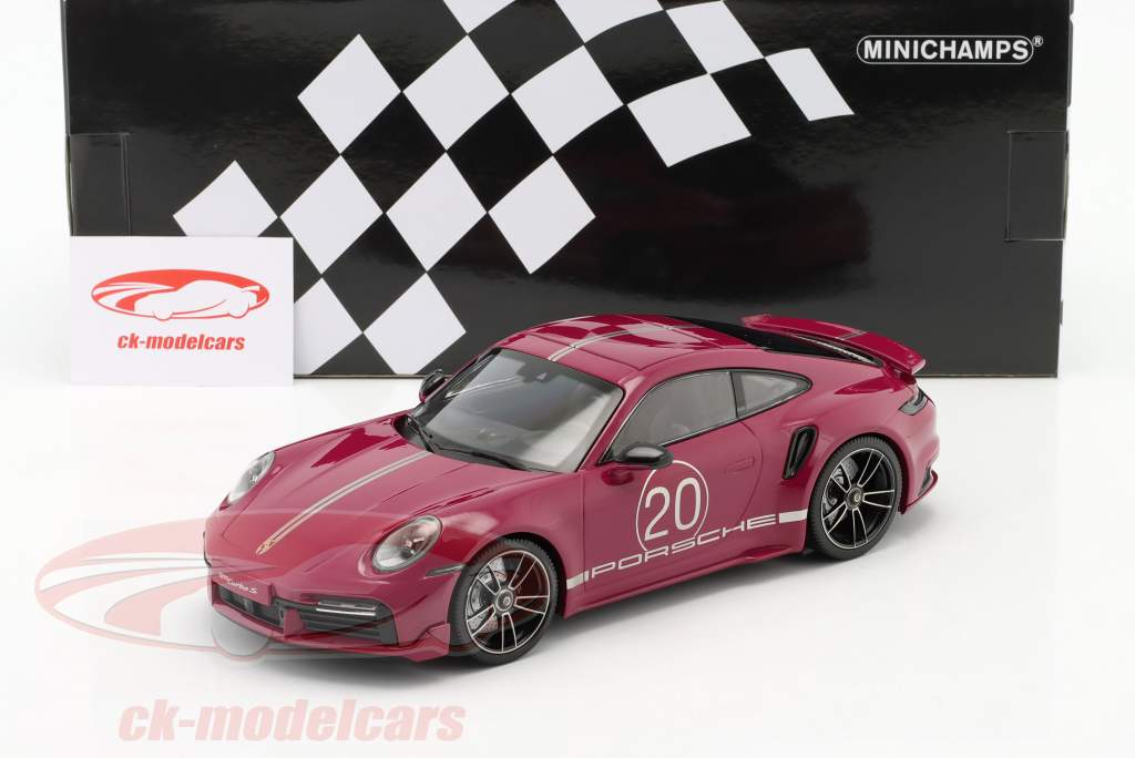 Porsche 911 (992) Turbo S Sport Design Paket Año de construcción 2021 rojo 1:18 Minichamps