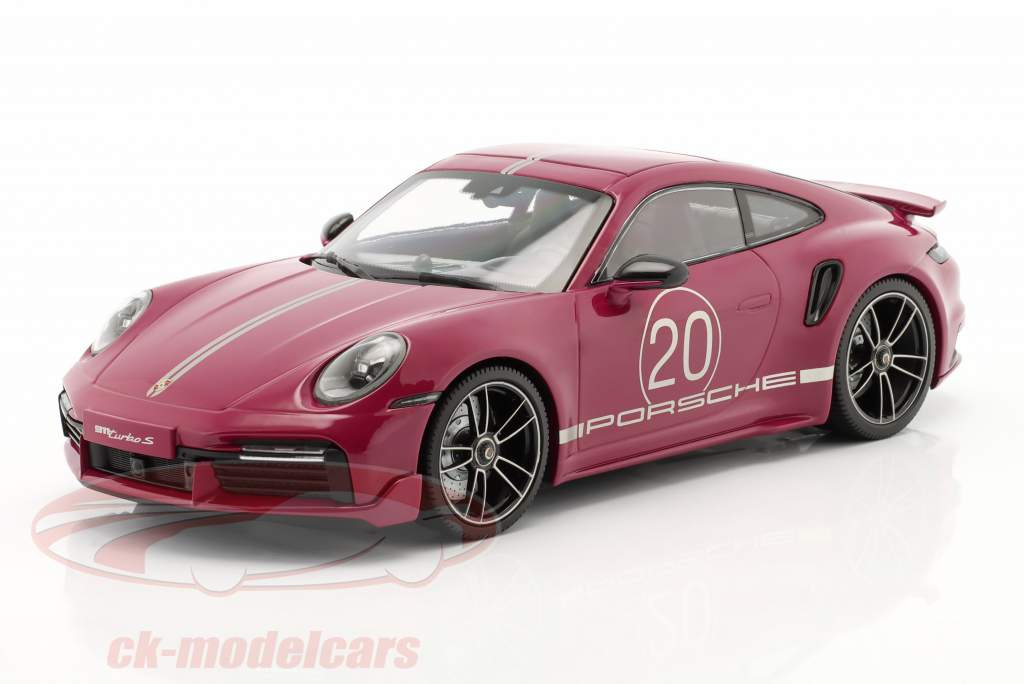 Porsche 911 (992) Turbo S Sport Design Paket Baujahr 2021 rot 1:18 Minichamps