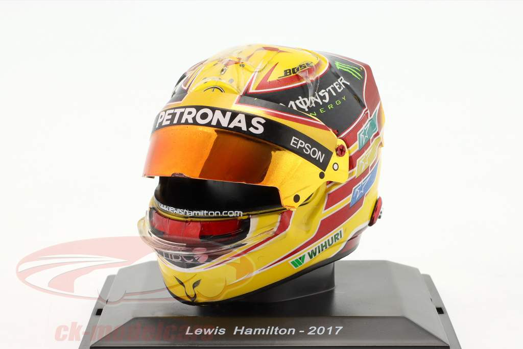 L. Hamilton #44 Mercedes Petronas formel 1 Verdensmester 2017 hjelm 1:5 Spark Editions