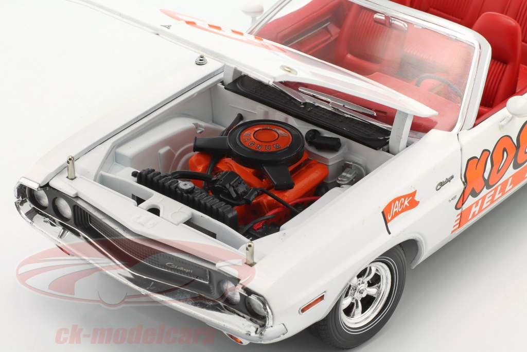 Dodge Challenger conversível Kochman Ano de construção 1970 Branco / laranja 1:18 Greenlight