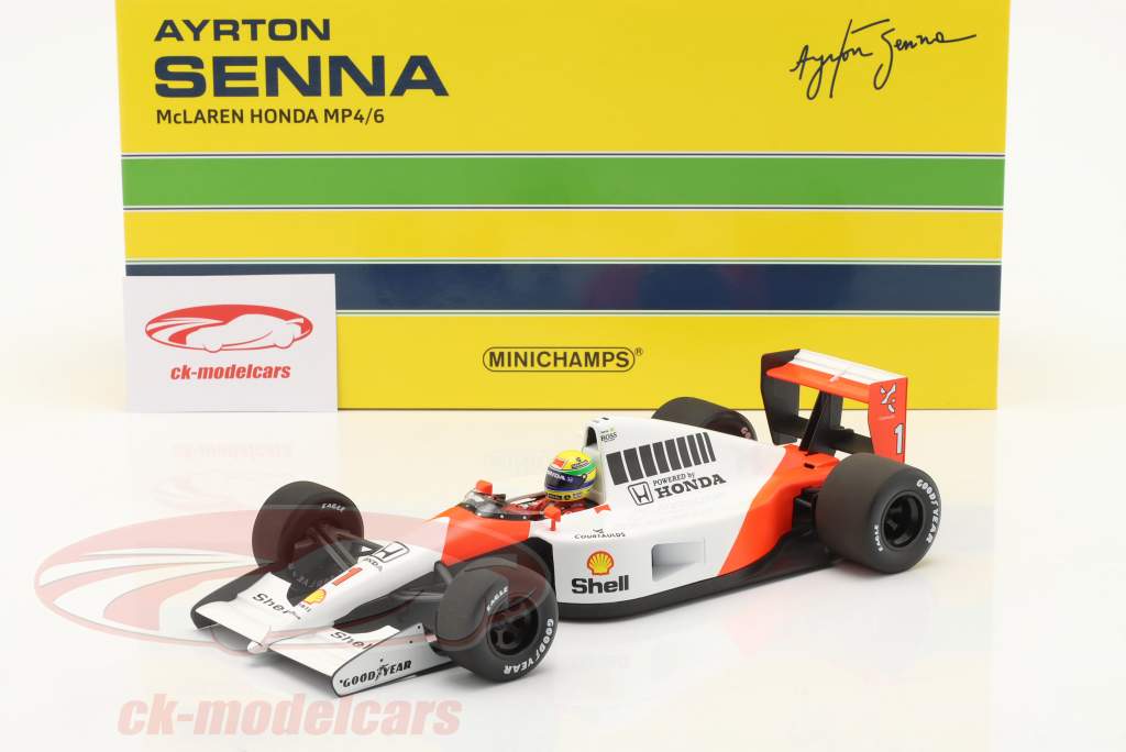 Ayrton Senna McLaren MP4/6 #1 formel 1 Verdensmester 1991 1:18 Minichamps