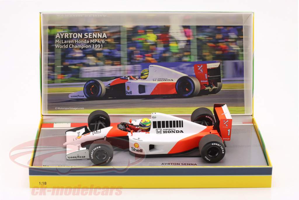 Ayrton Senna McLaren MP4/6 #1 fórmula 1 Campeón mundial 1991 1:18 Minichamps