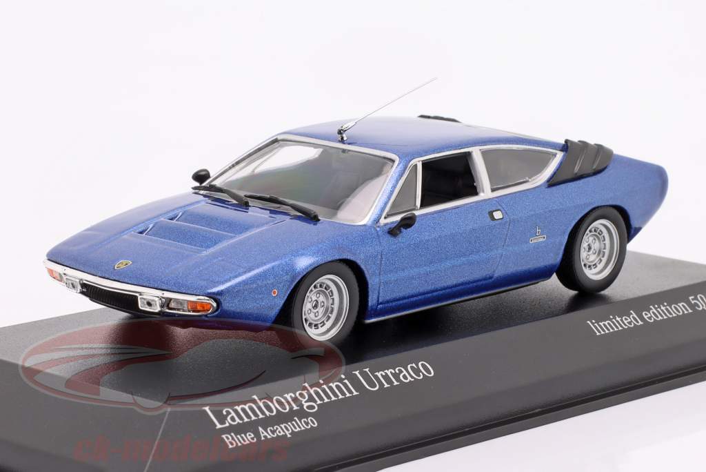 Lamborghini Urraco Año de construcción 1974 azul metálico 1:43 Minichamps