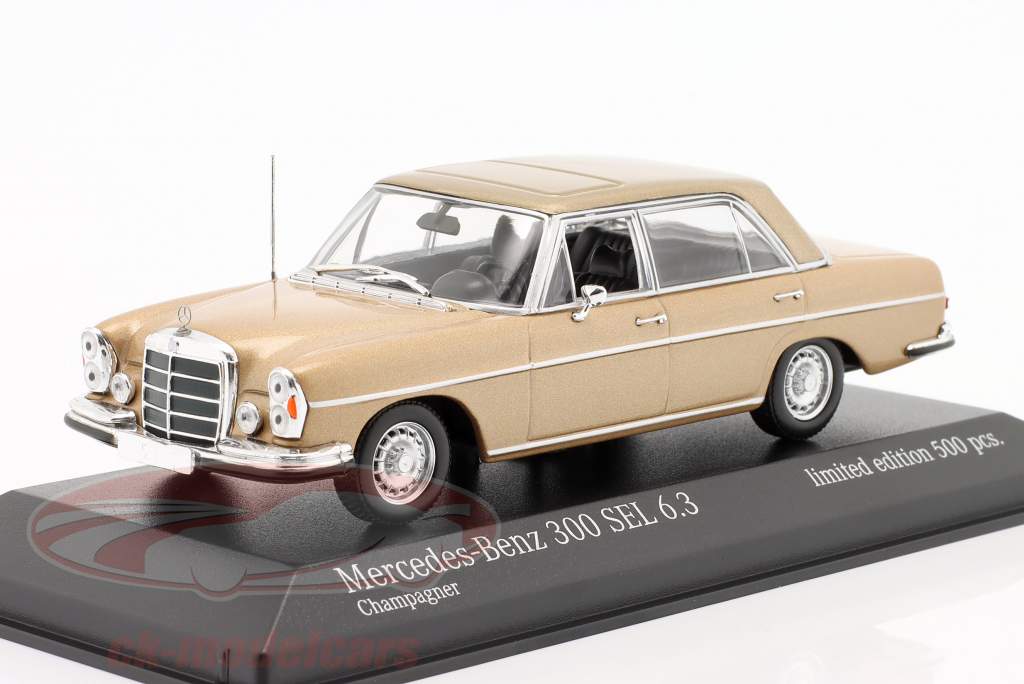 Mercedes-Benz 300 SEL 6.3 (W109) Byggeår 1968 guld metallisk 1:43 Minichamps