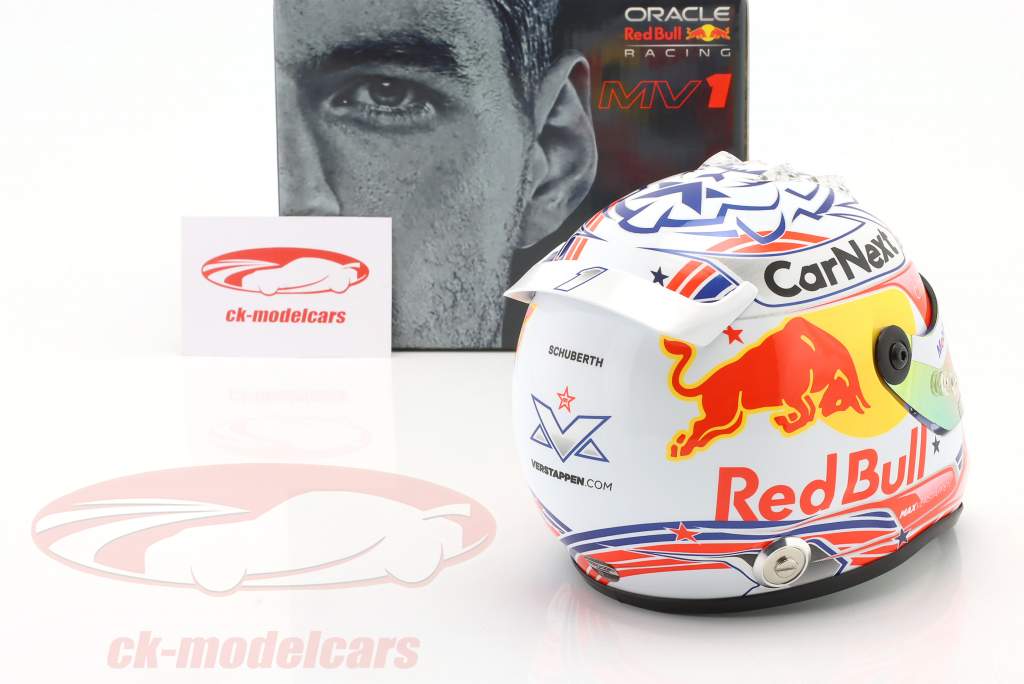 Max Verstappen Red Bull #1 Forenede Stater GP formel 1 Verdensmester 2022 hjelm 1:2 Schuberth