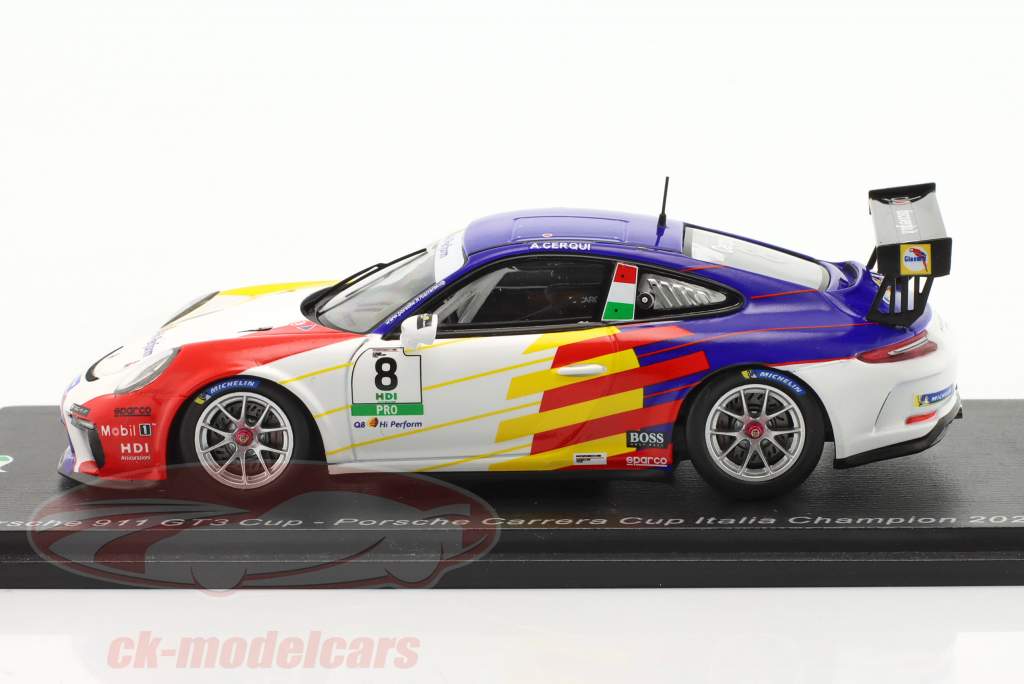 Porsche 911 GT3 Cup #8 campeón Porsche Carrera Cup Italia 2021 Cerqui 1:43 Spark