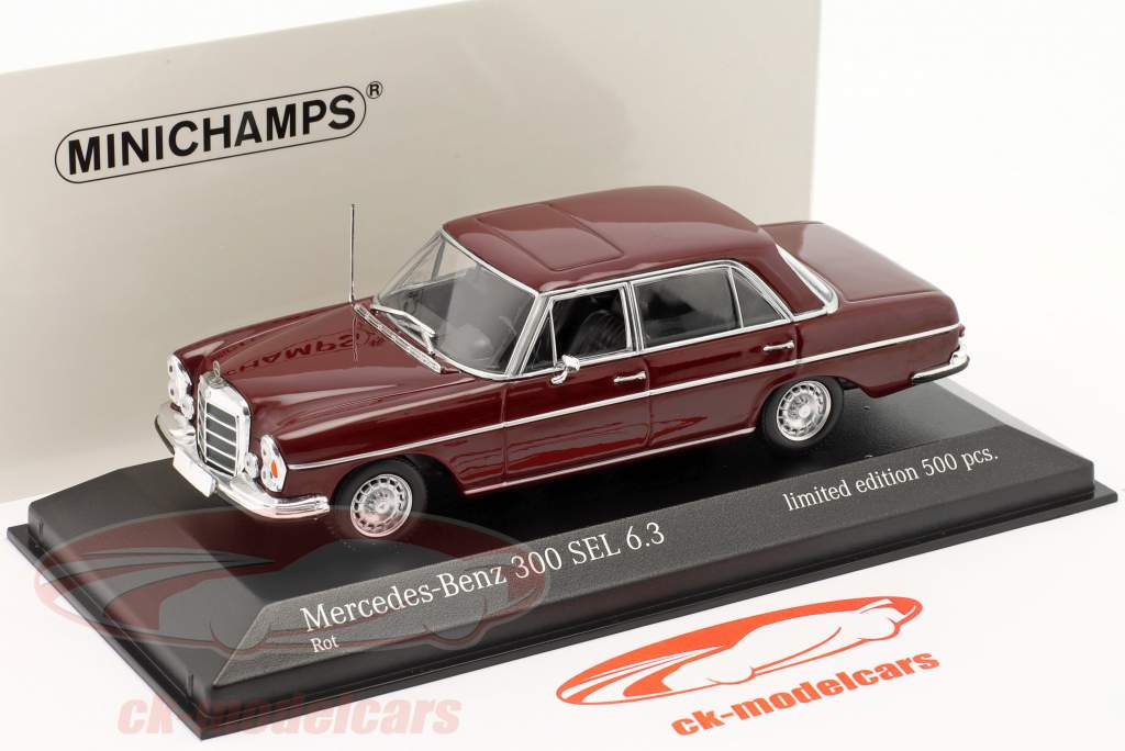 Mercedes-Benz 300 SEL 6.3 (W109) Byggeår 1968 mørkerød 1:43 Minichamps