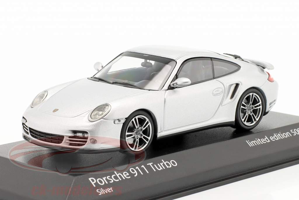 Porsche 911 (997 II) Turbo year 2009 silver 1:43 Minichamps