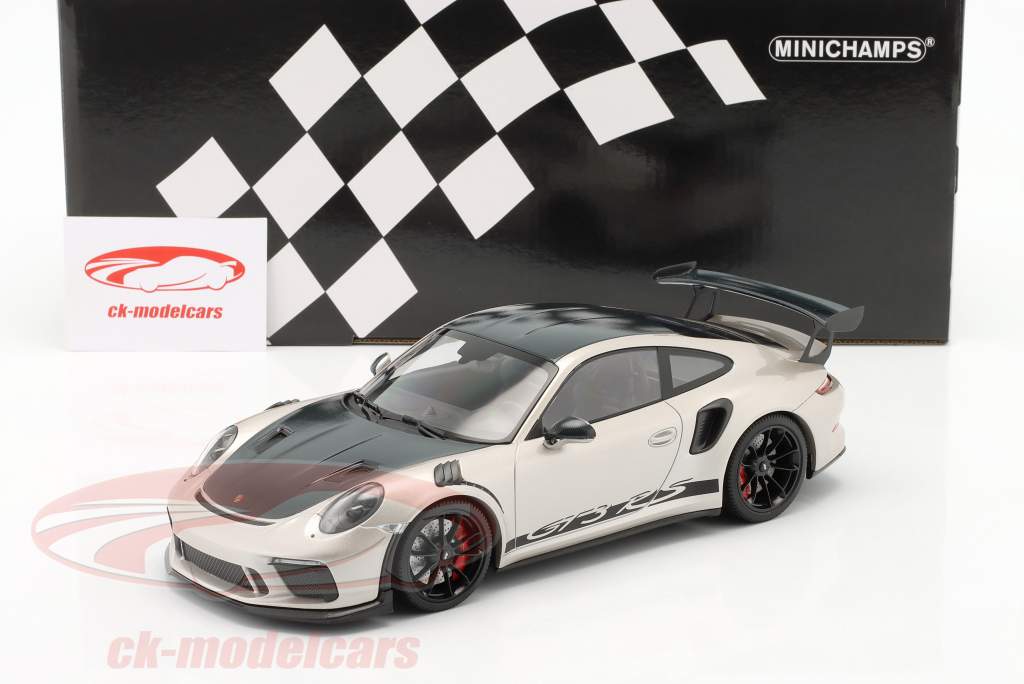 Porsche 911 (991 II) GT3 RS Weissach pakke 2019 sølv / sort 1:18 Minichamps