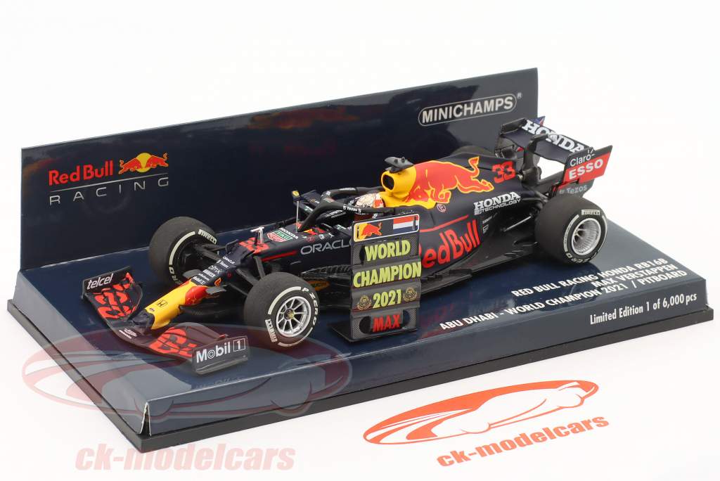M. Verstappen Red Bull RB16B #33 vinder Abu Dhabi formel 1 Verdensmester 2021 1:43 Minichamps