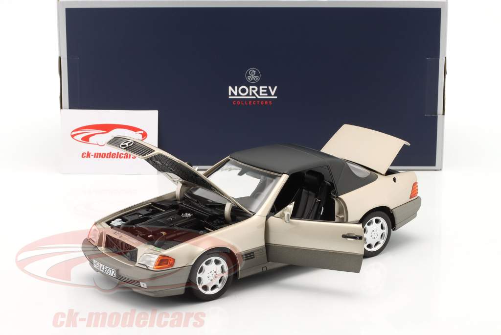 Mercedes-Benz 500 SL Convertible year 1989 smoke silver 1:18 Norev
