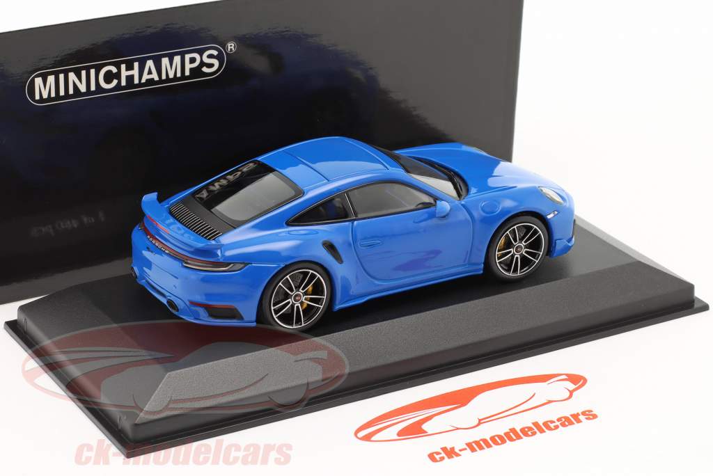 Porsche 911 (992) Turbo S Sport Design 2021 tiburon azul 1:43 Minichamps