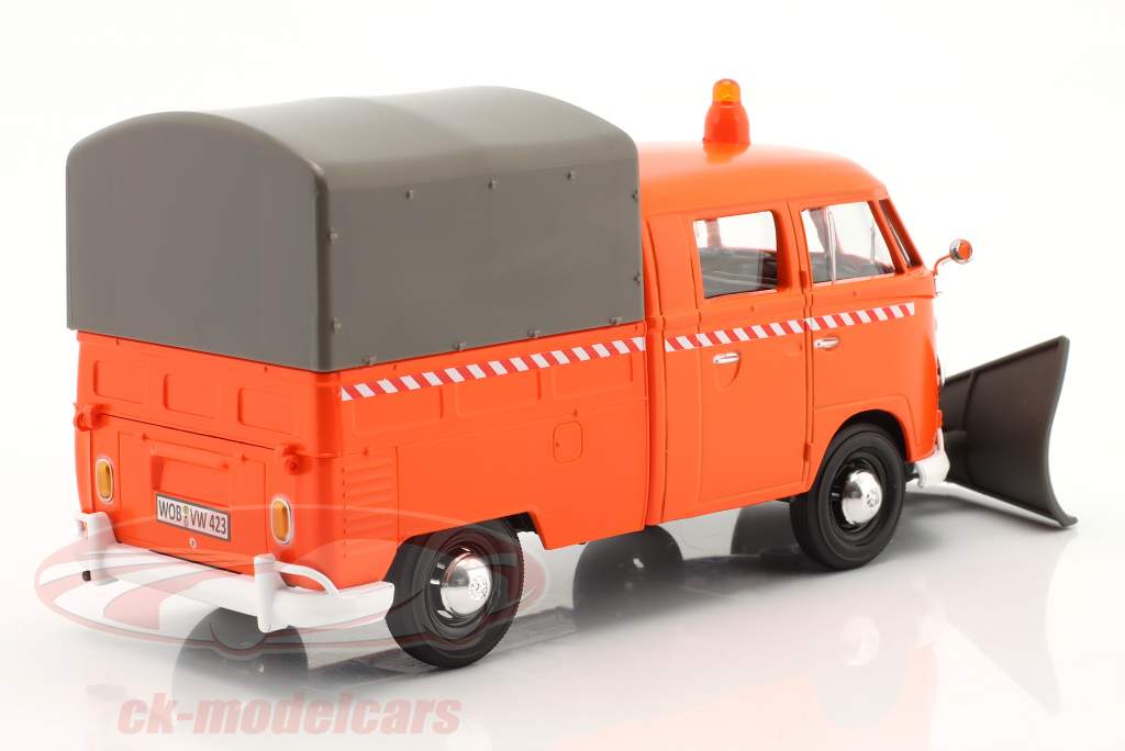Volkswagen VW T1 (Escribe 2) quitanieves autobús de plataforma Con planes naranja 1:24 MotorMax