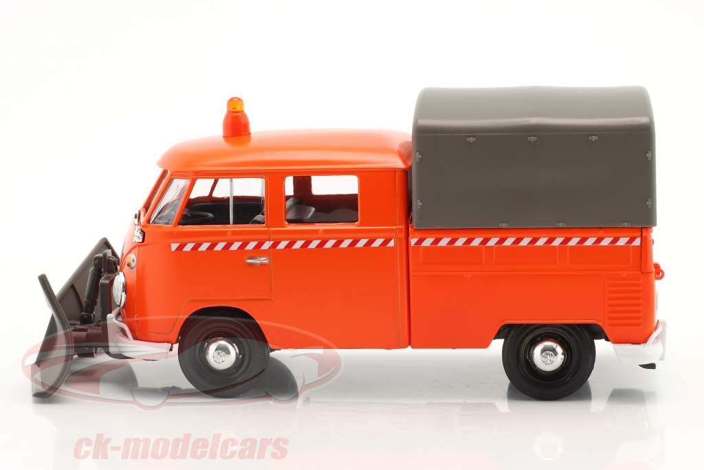 Volkswagen VW T1 (Modelo 2) limpa-neve ônibus plataforma Com Planos laranja 1:24 MotorMax
