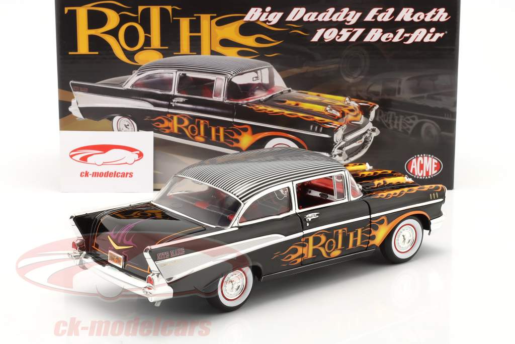 Chevrolet Bel Air Big Daddy Ed Roth 1957 negro Con decoración 1:18 GMP