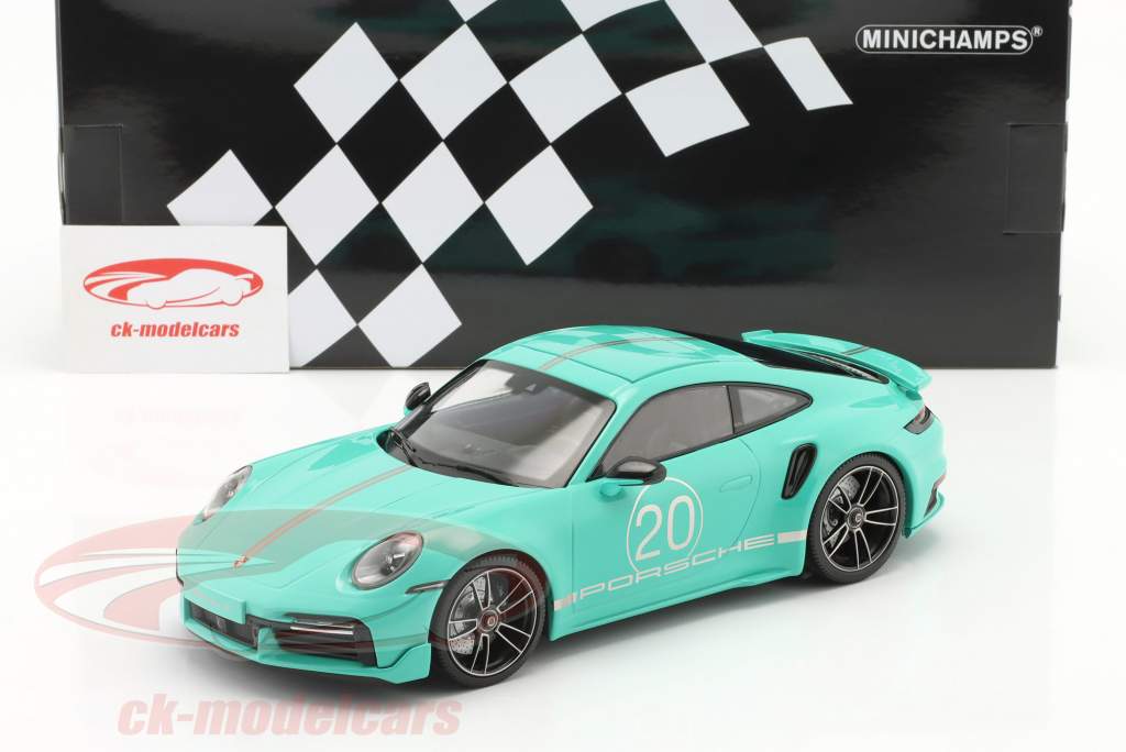 Porsche 911 (992) Turbo S Sport Design 2021 Menta verde 1:18 Minichamps
