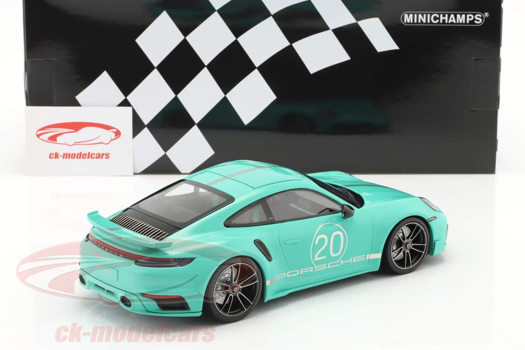 Porsche 911 (992) Turbo S Sport Design 2021 mint green 1:18 Minichamps