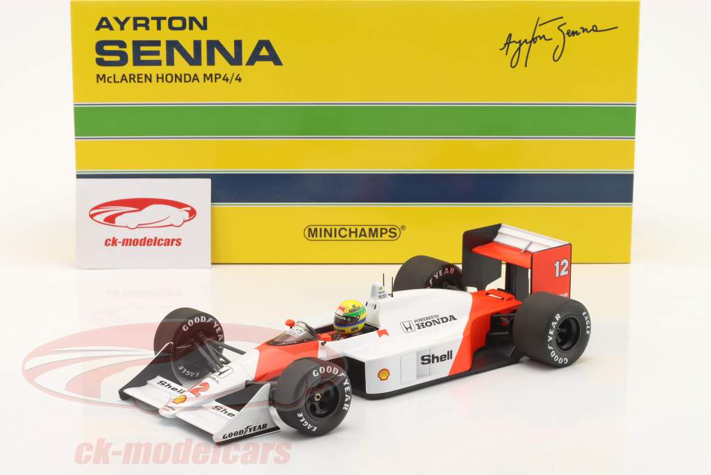 Ayrton Senna McLaren MP4/4 #12 formel 1 Verdensmester 1988 1:18 Minichamps