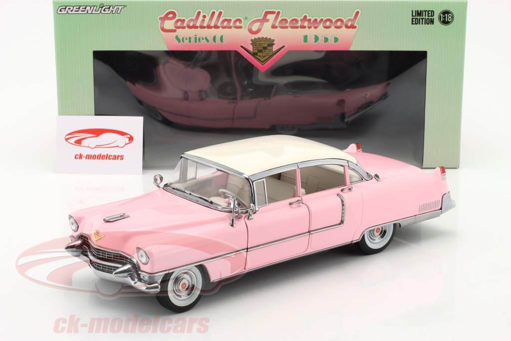 Cadillac Fleetwood Series 60 Byggeår 1955 lyserød / hvid 1:18 Greenlight