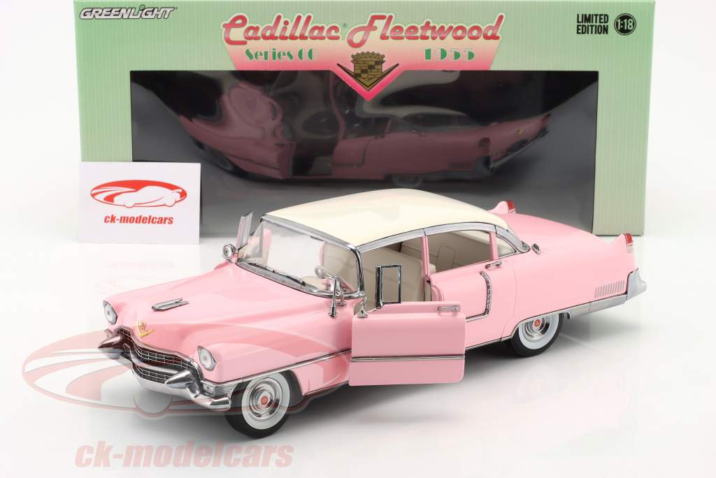 Cadillac Fleetwood Series 60 Byggeår 1955 lyserød / hvid 1:18 Greenlight