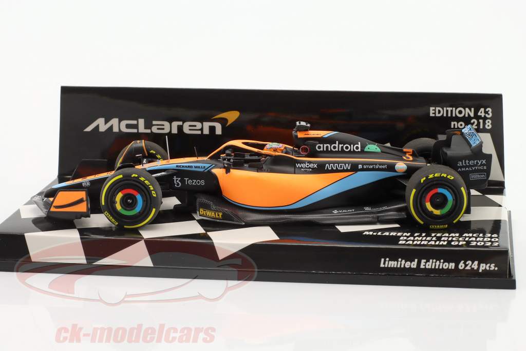 Daniel Ricciardo McLaren MCL36 #3 Baréin GP fórmula 1 2022 1:43 Minichamps