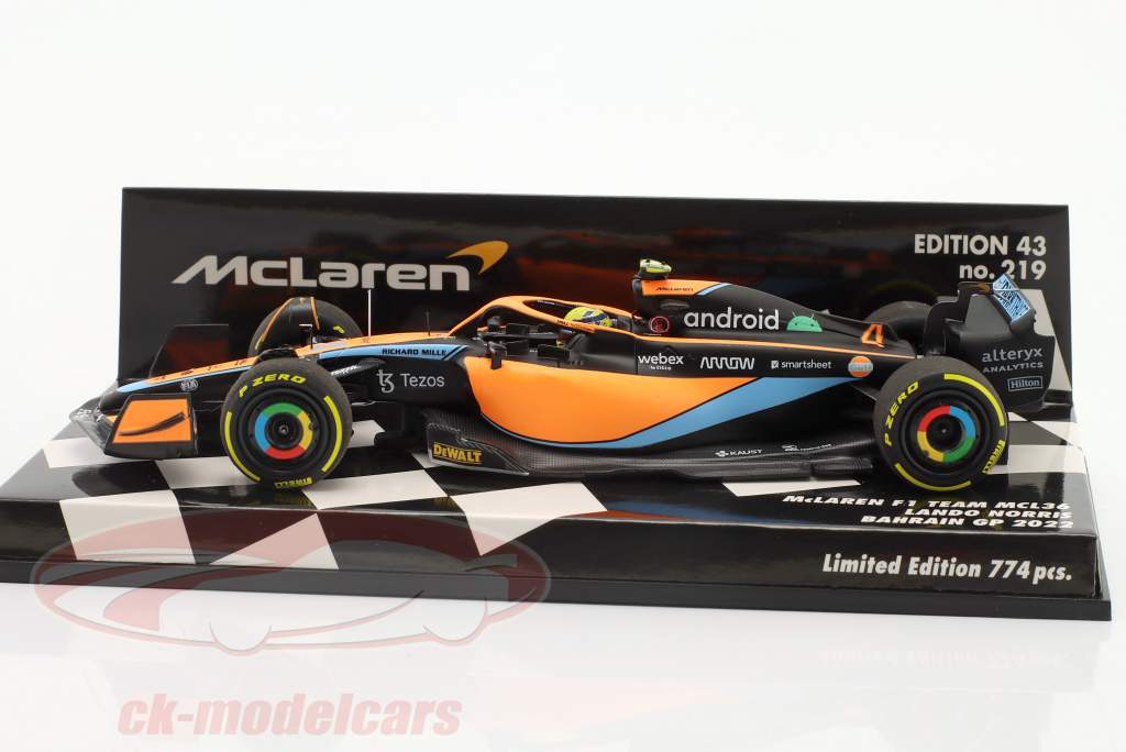 Lando Norris McLaren MCL36 #4 Bahrain GP formula 1 2022 1:43 Minichamps