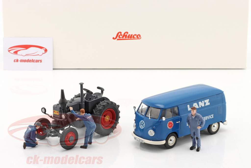 Set Lanz Service: Volkswagen VW T1b & Lanz Bulldog with figures 1:32 Schuco