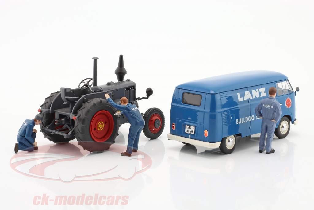 Set Lanz Service: Volkswagen VW T1b & Lanz Bulldog Con caracteres 1:32 Schuco