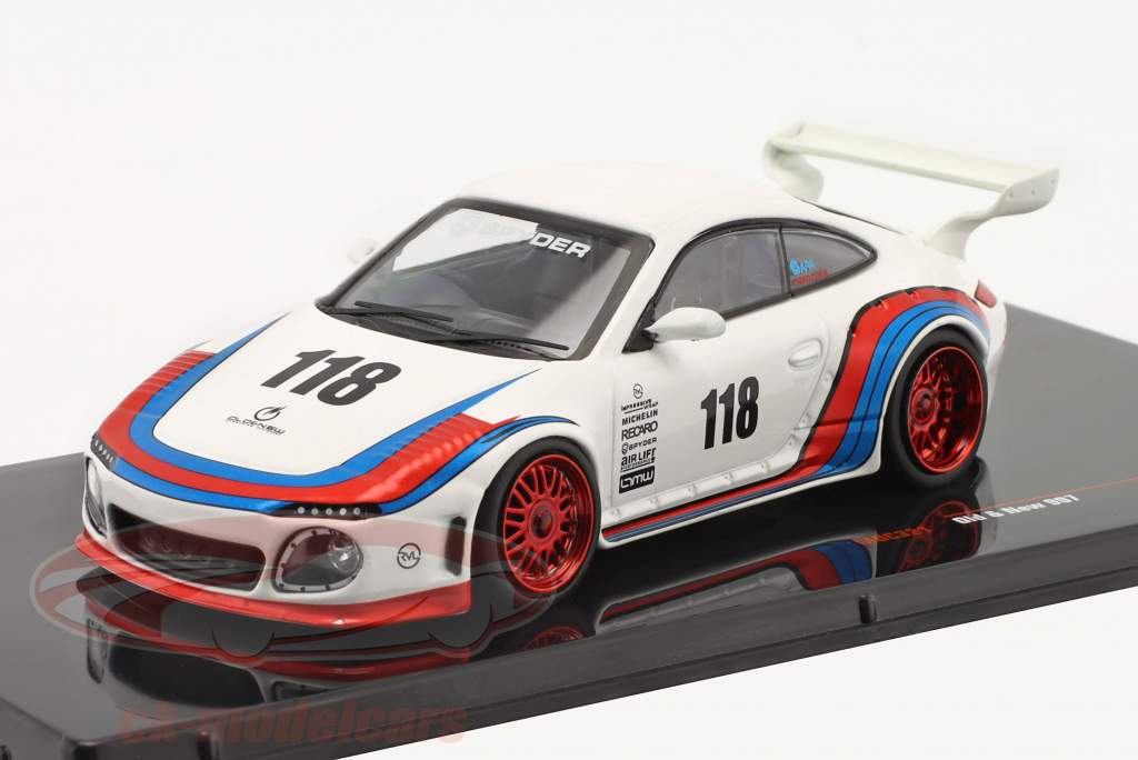 Porsche "Old & New 997" #118 hvid / blå / rød RHD 1:43 Ixo