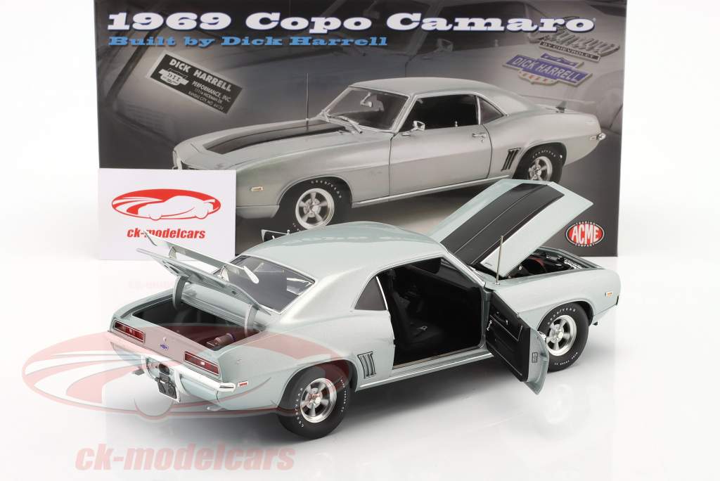 Chevrolet Copo Camaro by Dick Harrell year 1969 cortez silver 1:18 GMP