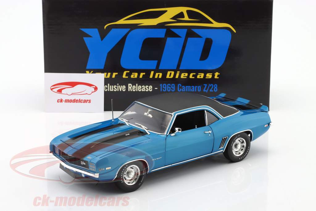 Chevrolet Camaro Z/28 vinyl top Byggeår 1969 LeMans blå / sort 1:18 GMP