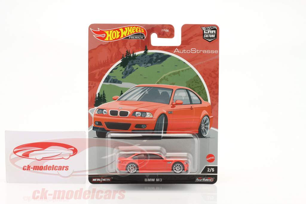 HotWheels 1:64 BMW M3 (E46) Coupe year 2000-2006 red HCK19 model 