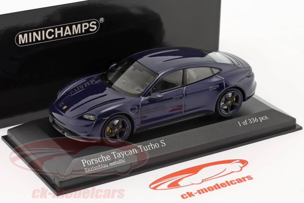 Porsche Taycan Turbo S Baujahr 2019 enzianblau metallic 1:43 Minichamps